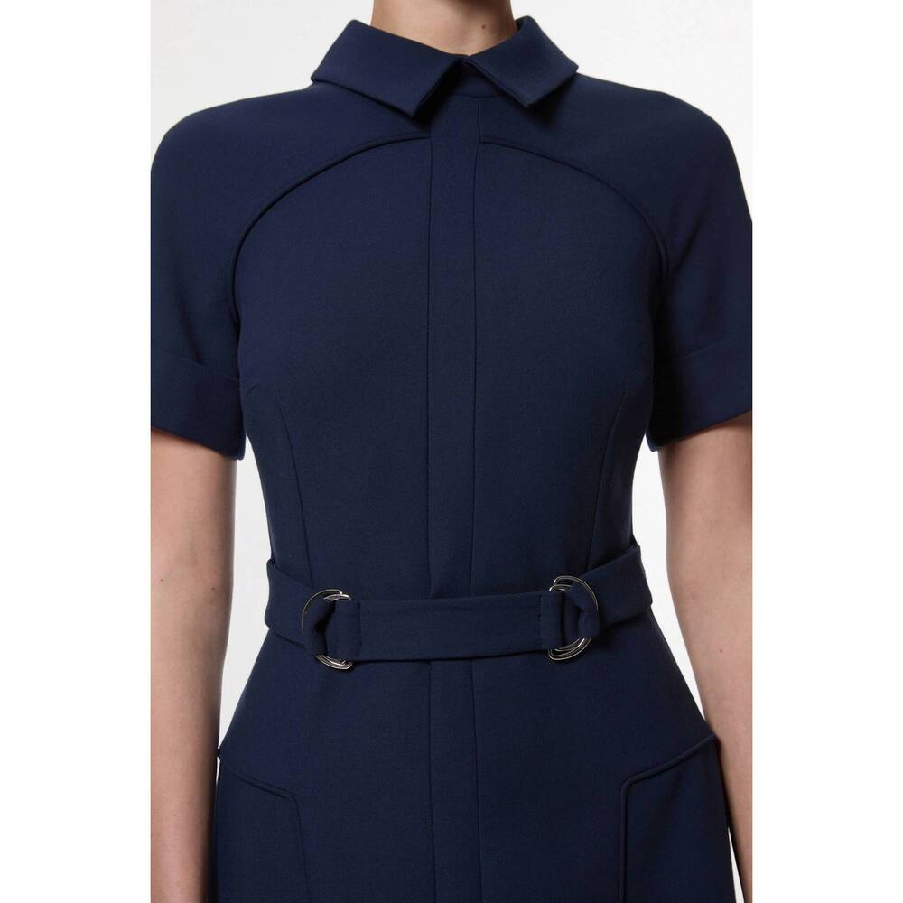 NEW KAREN MILLEN compact stretch tipped tab detail full skirted midi dress in na - Picture 4 of 5